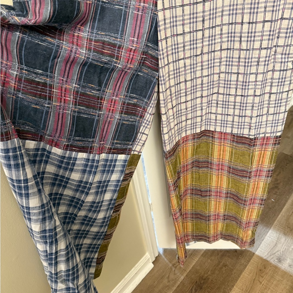 SHEIN Plaid Patchwork Jumpsuit in Navy, Red, Cream - Picture 3 of 3